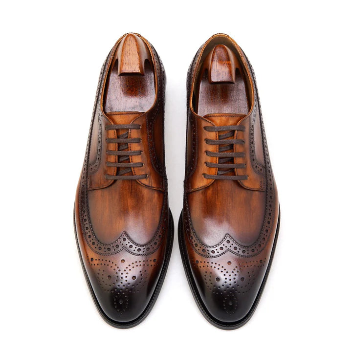 The Windsor – Cognac Camouflage Patina Wingtip Derby