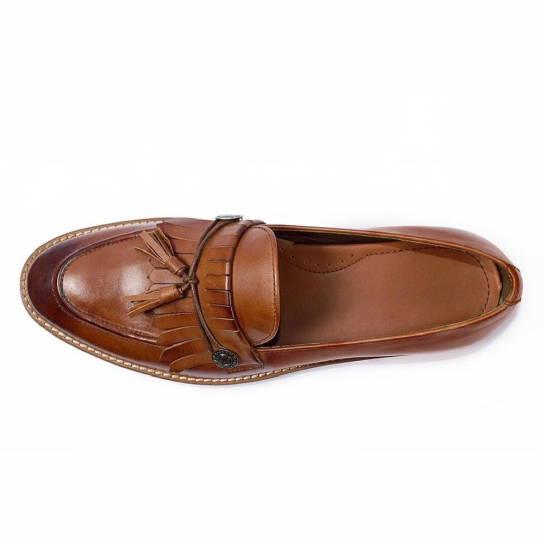 The Cambridge Tassel – Handcrafted Kiltie Tassel Loafer in Brown Patina