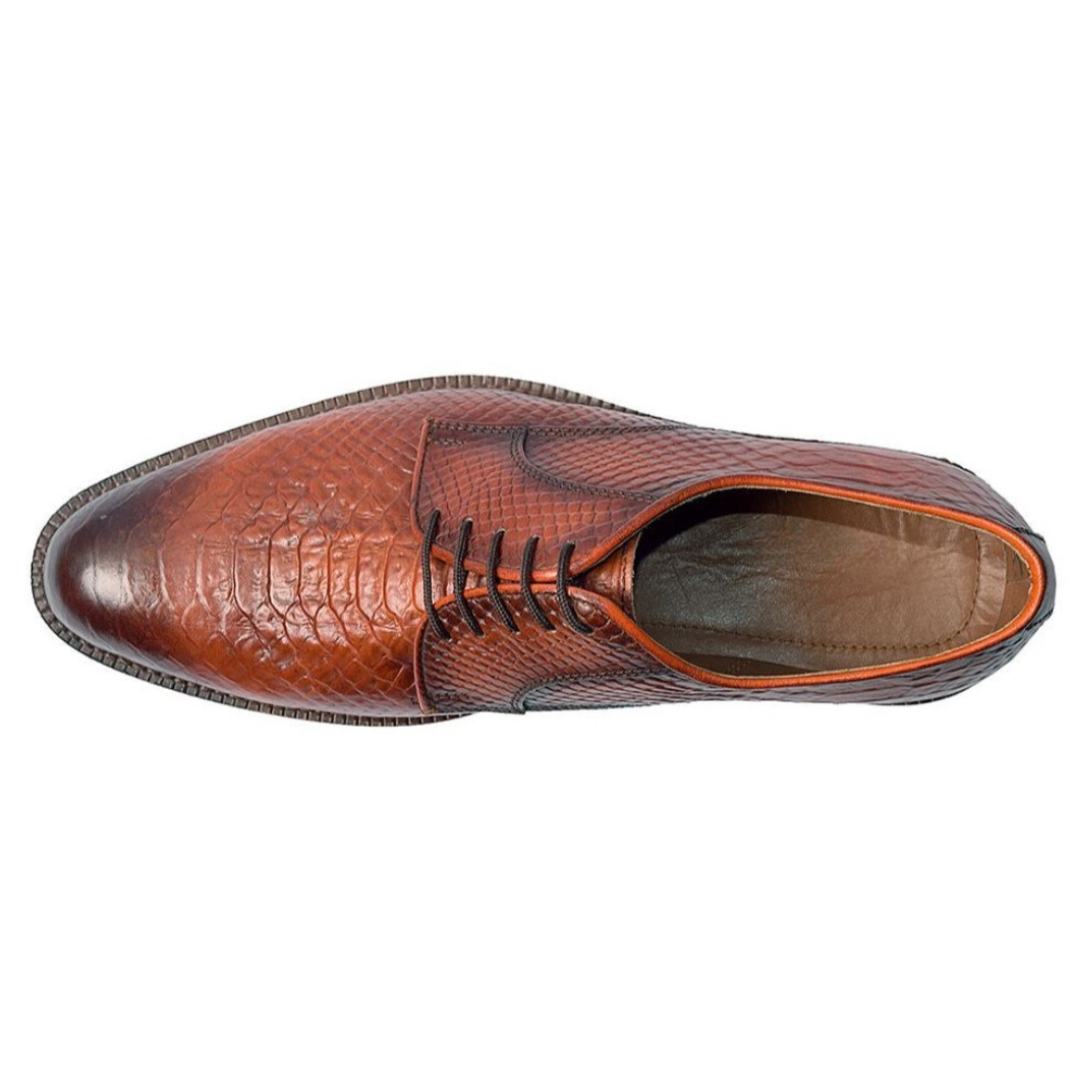 The Nile Croc – Handcrafted Textured Derby in Mustard Patina
