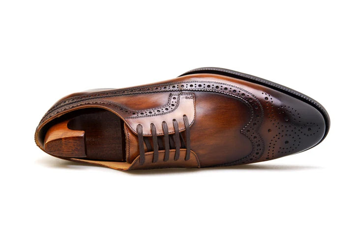 The Windsor – Cognac Camouflage Patina Wingtip Derby
