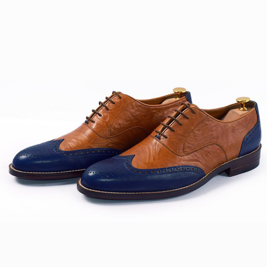 The Bristol Duo – Handcrafted Wingtip Oxford in Tan & Navy