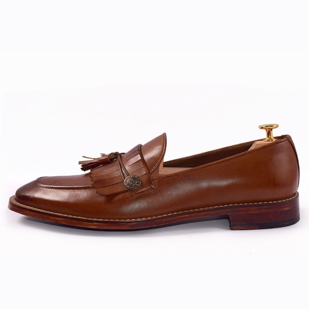 The Cambridge Tassel – Handcrafted Kiltie Tassel Loafer in Brown Patina