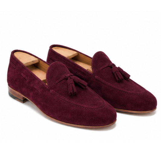 Edward - Burgundy Suede Tassel Loafer