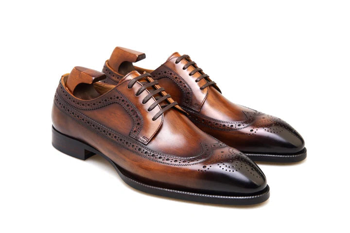 The Windsor – Cognac Camouflage Patina Wingtip Derby