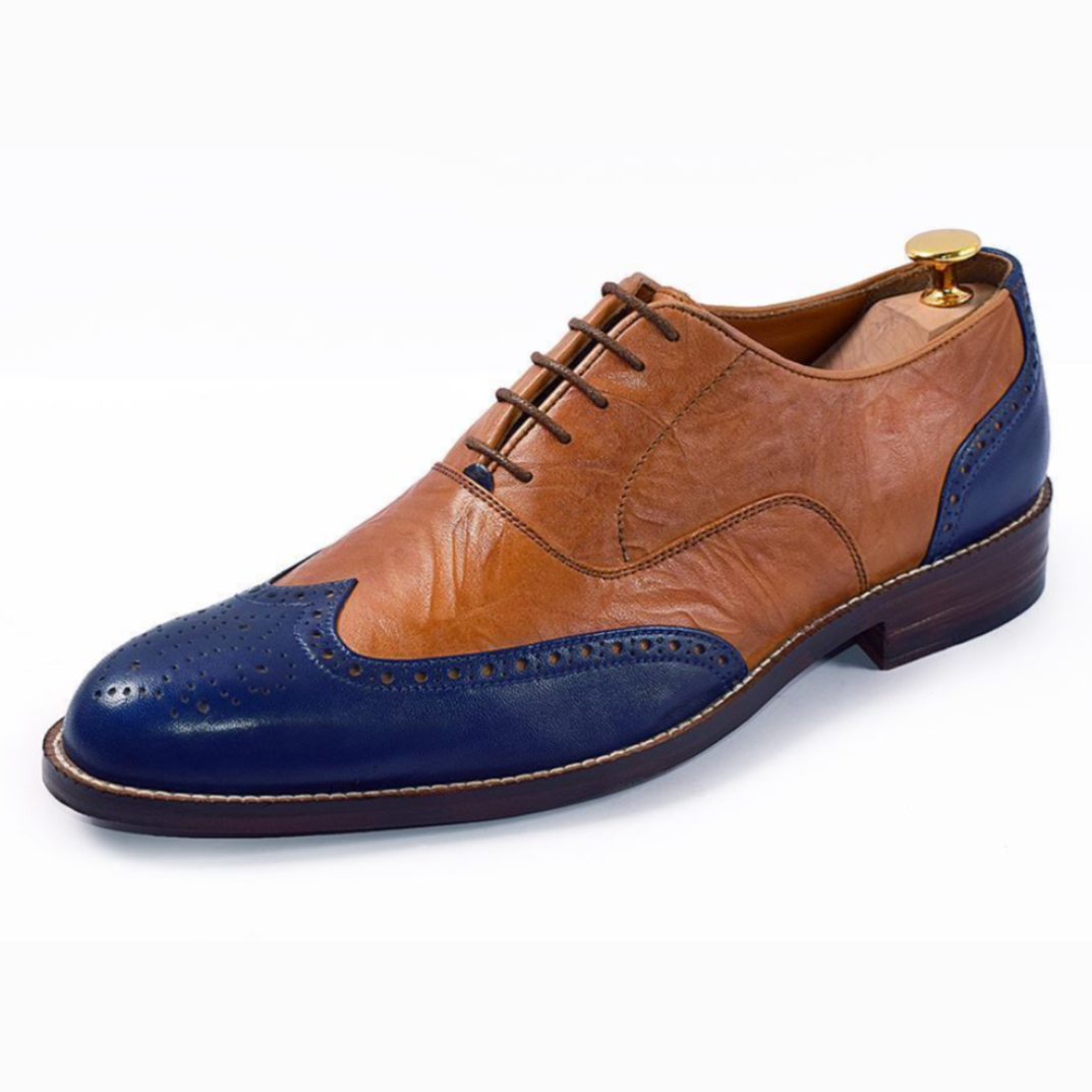 The Bristol Duo – Handcrafted Wingtip Oxford in Tan & Navy
