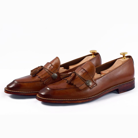 The Cambridge Tassel – Handcrafted Kiltie Tassel Loafer in Brown Patina