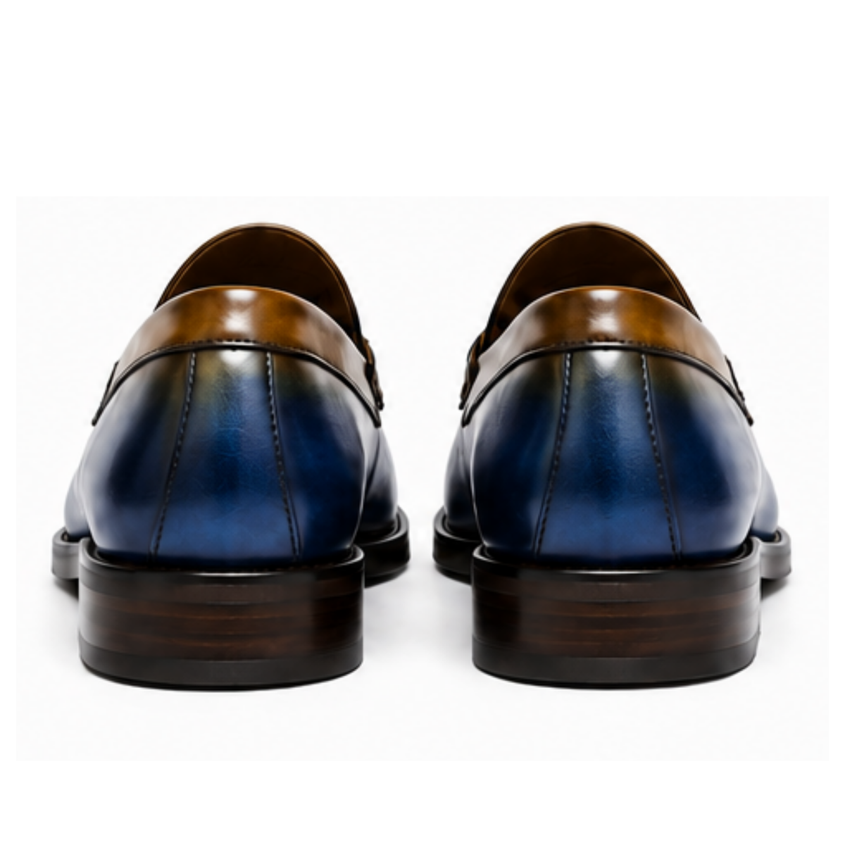 The Monaco - Navy & Caramel Hand-Painted Penny Loafer