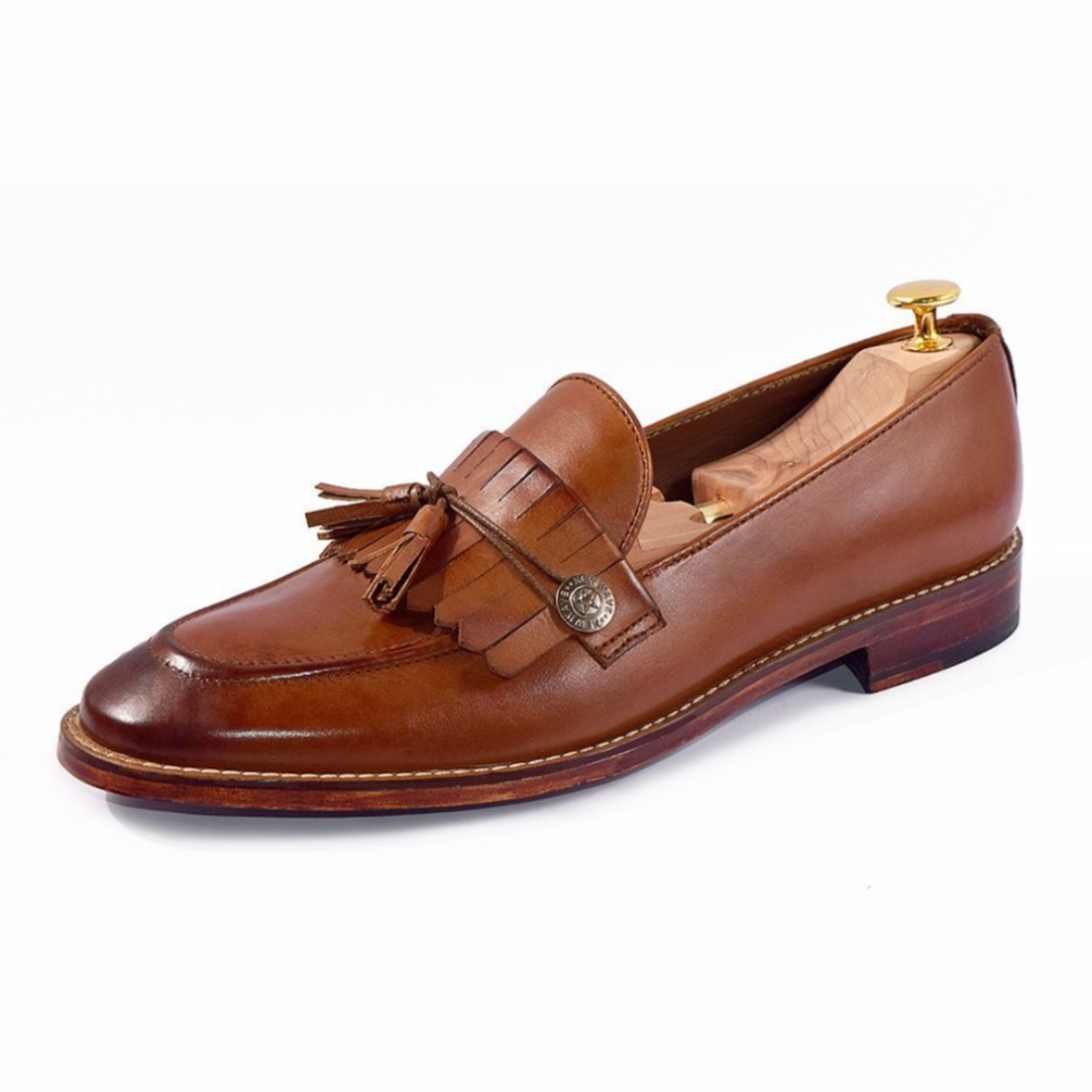 The Cambridge Tassel – Handcrafted Kiltie Tassel Loafer in Brown Patina