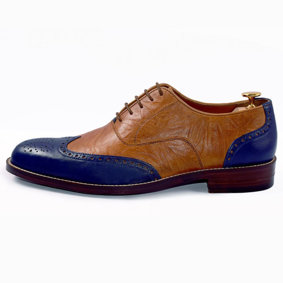 The Bristol Duo – Handcrafted Wingtip Oxford in Tan & Navy