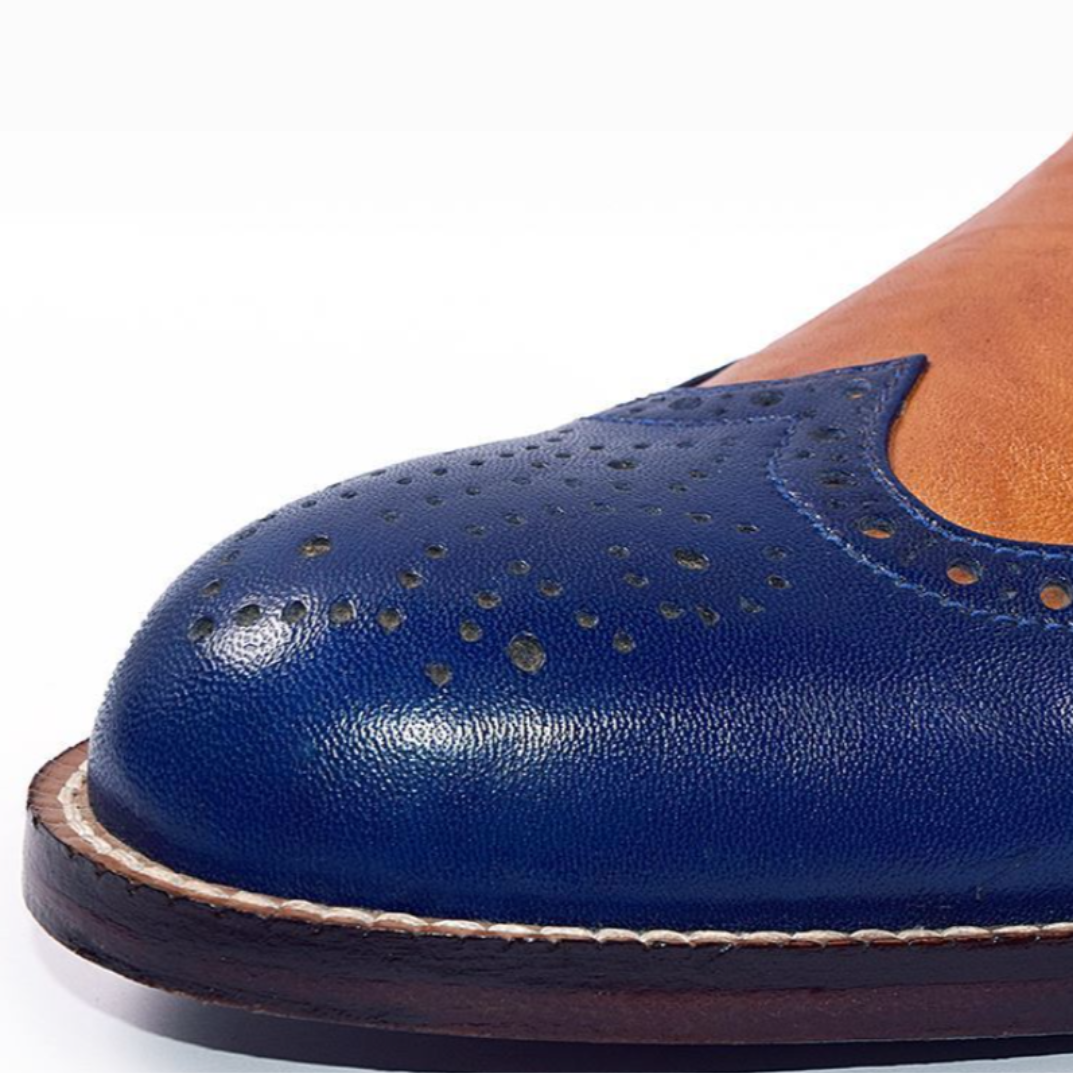 The Bristol Duo – Handcrafted Wingtip Oxford in Tan & Navy
