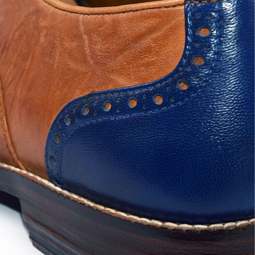 The Bristol Duo – Handcrafted Wingtip Oxford in Tan & Navy