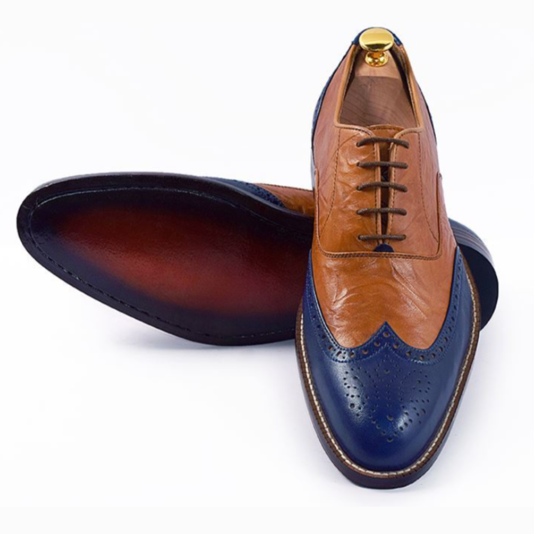 The Bristol Duo – Handcrafted Wingtip Oxford in Tan & Navy