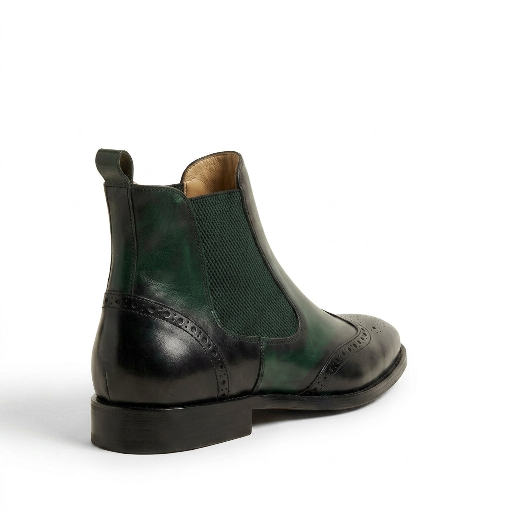 The Kensington - Emerald Wingtip Chelsea Boots