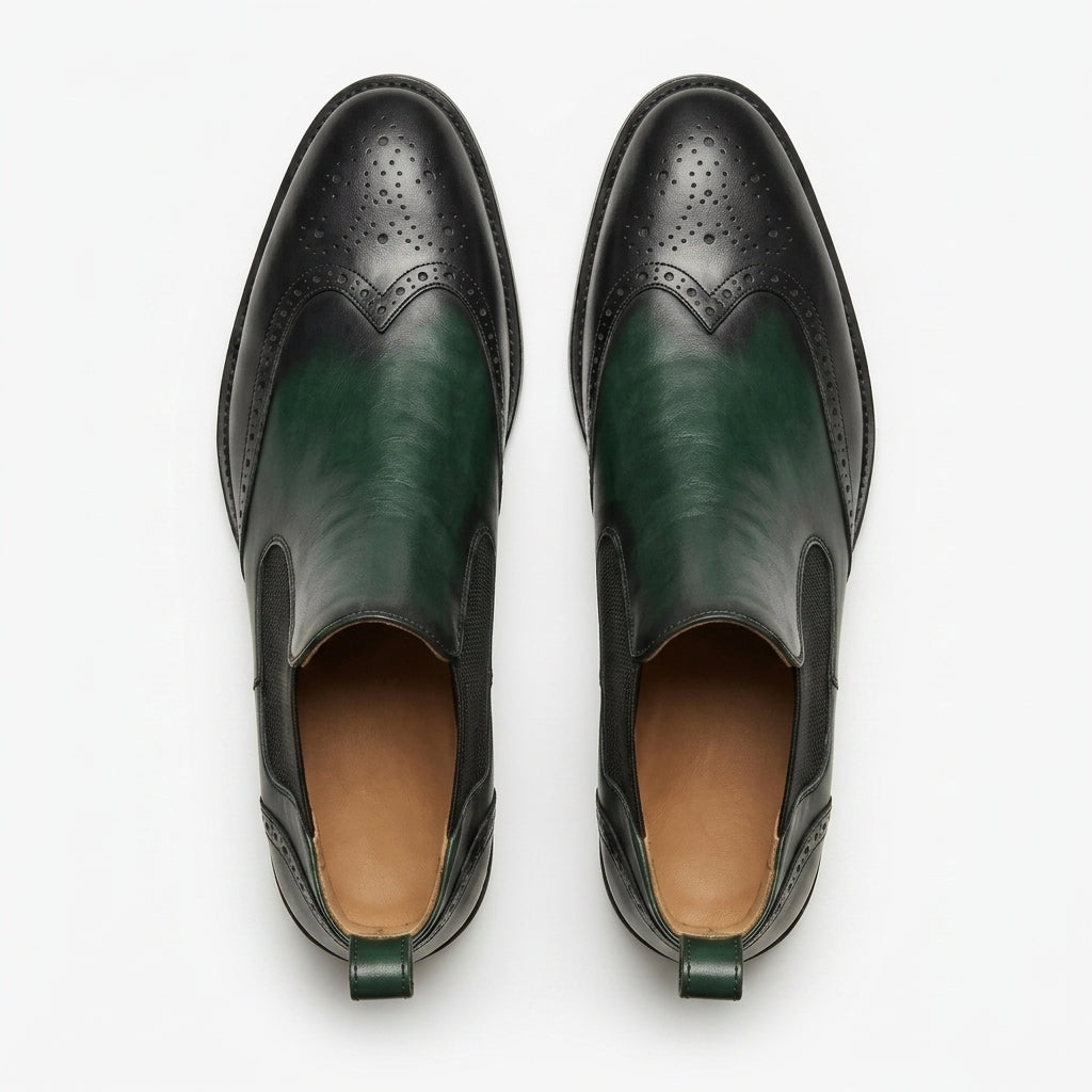 The Kensington - Emerald Wingtip Chelsea Boots